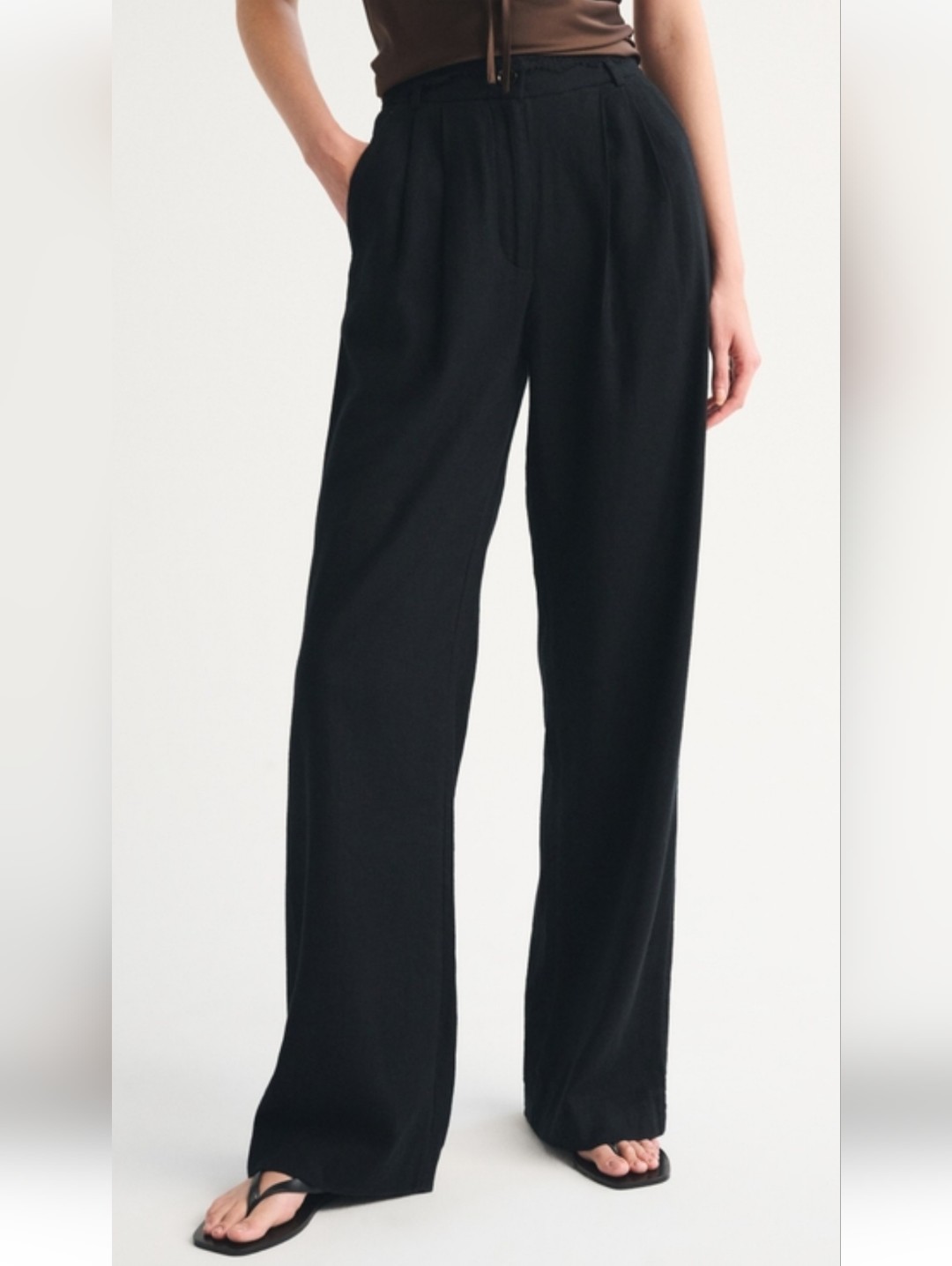 Abercrombie & Fitch Wide-Leg Black Women's Pants Mid Rise Zip Sz 10 Career